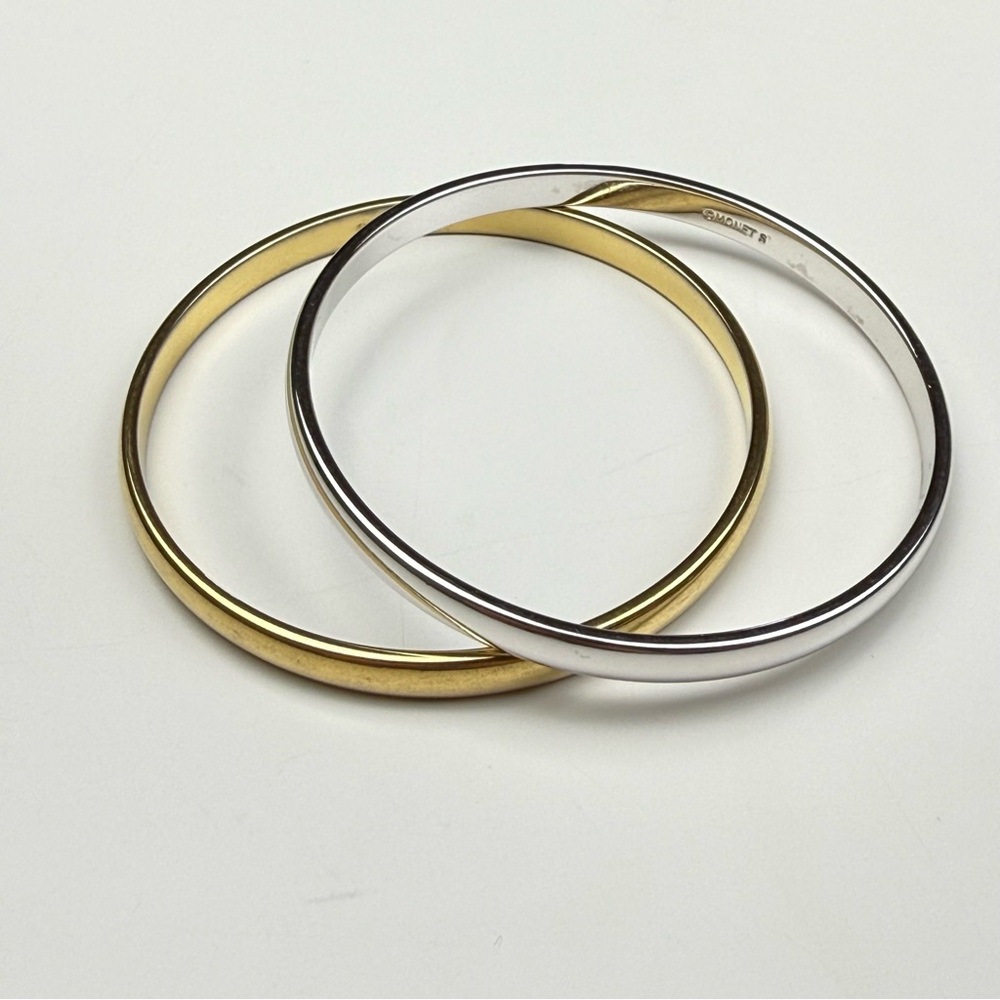 Monet Silver/Gold Tone Bangle Set Size S